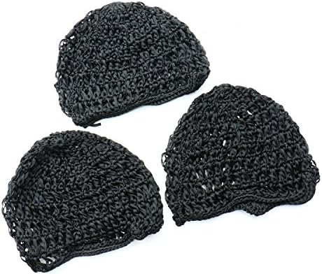 Rugjut Thick and Short Hair Net Snoods๏ผWomen Hair Net for Sleeping , 3 Pack , Black