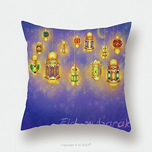 Custom Satin Pillowcase Protector Islamic Muslim Holiday Blessing Background Or Greeting Card With Oriental Lamps And Lanterns 347517356 Pillow Case Covers Decorative