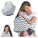 Nursing Cover | Breastfeeding Scarf, Baby Car Seat Canopy, Shopping Cart, Stroller, Carseat Stretchy Covers Unisex Girls and Boys (Gray/White Chevron)