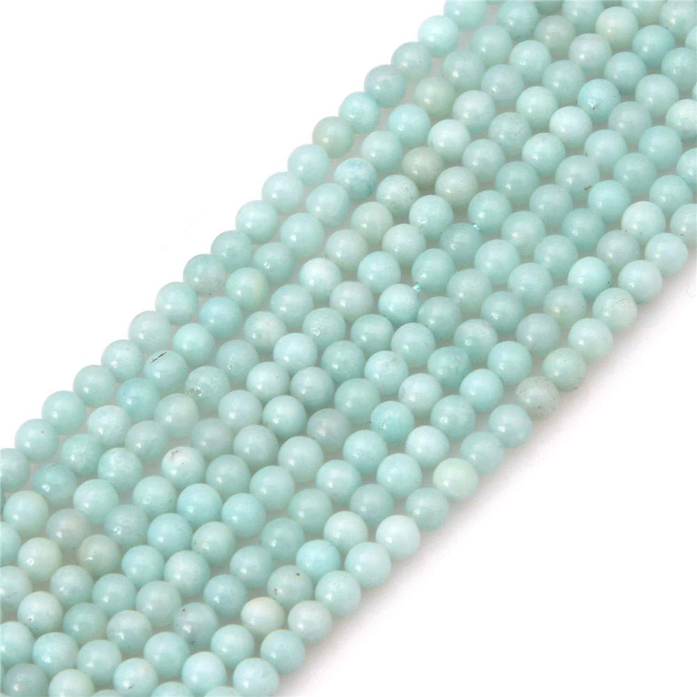 GEM-Inside Natural 3mm Amazonite Round Gemstone Semi Precious Loose Beads for Jewellery Making 15''