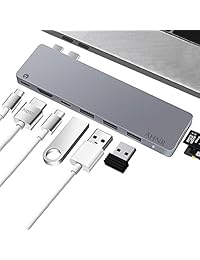 Thunderbolt 3 USB C Hub, AHNR Tipo C Hub MAC Pro Adaptador Dongle para 2016 2017 MacBook Pro 13 "& 15 ", USB C adaptador con 4K HDMI, 3 puertos USB 3.0, USB C Port, lector de tarjetas SD TF, puerto de cargador PD