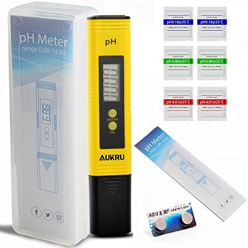 Aukru ATC Digital PH Meter 0.01 PH Tester High Accuracy Water Quality Tester with 0-14 PH Measurement Range for Garden Household Drinking Water Quality Aquariums Pool pH Test Hydroponic Supplies Kit