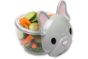 melii Animal Snack Containers with lids - Food Storage for Toddlers and Kids - French Bulldog