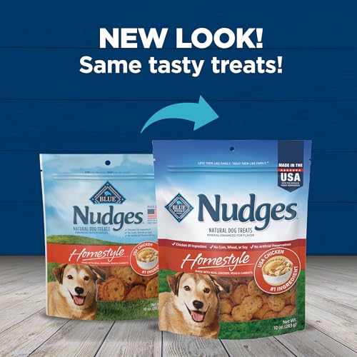 BLUE BUFFALO NUDGES HOMESTYLE NATURAL DOG TREATS MADE WITH REAL CHICKEN, MADE IN THE USA, CHICKEN, 10-OZ BAG