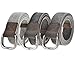 Ayliss Men's Double D-Ring Canvas Belt Genuine Leather Trimming Casual Belt