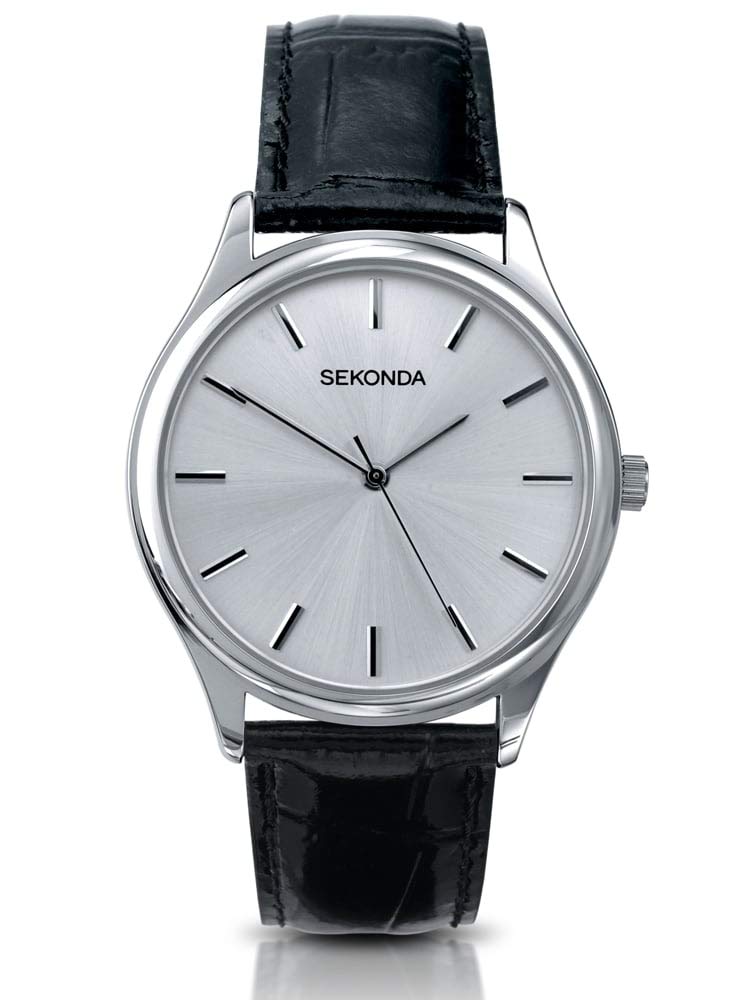 Sekonda Mens Black Analogue Leather Strap Watch 3099