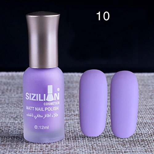 Matte Dull Nail Polish XUANOU 12ml Fast Dry Long Lasting Nail Art Matte Nail Polish Gel (Purple)