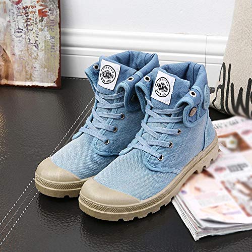 Women Ankle Boots,Sunyastor Palladium Style Fashion High-top Military Ankle Shoes Casual Low Heel Shoes Ankle Booties - Thumbnail 4