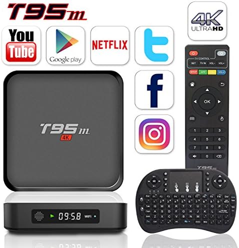 BPSMedia T95M 4K Amlogic S905 Set Top TV Box Android 5.1 Lollipop OS KODI XBMC Quad Core Google Streaming Media Player 2GB/8GB with WiFi HDMI DLNA + I8 Mini Wireless Keyboard