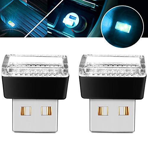 BukNikis USB Simple Atmosphere Lights USB Car Interior Accessories Lighting - Universal (Aqua Ice Blue, 2 pcs)