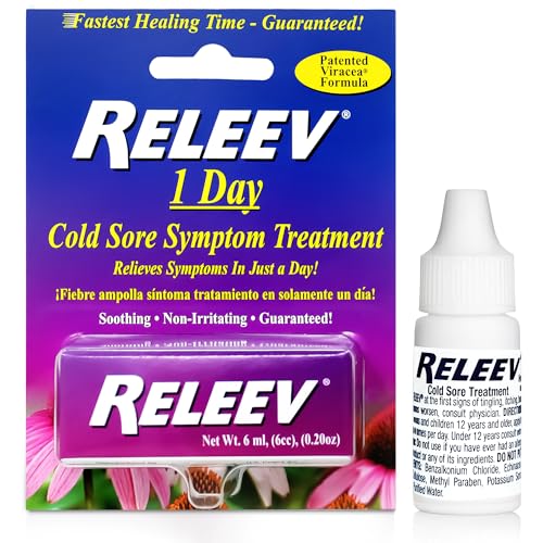 Releev 1 Day Cold Sore Symptom Treatment, 6 mL (0.20 oz)