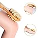 Scheam Bamboo Bath Brush for Back Scrubber with Long Handle and Scrubbing Exfoliating Gloves