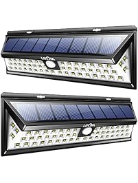Litom Solar Lights Outdoor 54 LED, Super Bright Wide Angle Solar Powered Light, Wireless Security Waterproof Wall Lights for Garage Patio Garden Driveway Yard RV (2 Pack)