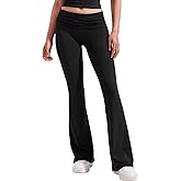 YETOWA High Waisted Ruched Yoga Flare Pants for Women Soft Stretch Casual Lounge Trousers with Flared Legs