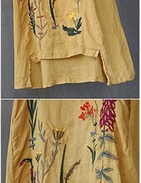 Minibee vestido de lino bordado para mujer, vestido de verano con línea A, vestido de domingo de túnica alta y baja