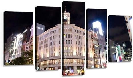 Amazon Co Jp 東京都 中央区 銀座四丁目交差点 建物 夜 ショッピング 繁華街 店舗 高級 時計 ネオン 飲食店 東京 夜景 キャンバスアート アートボード 壁掛け装飾 おしゃれ 部屋飾り インテリアパネル 絵画 ポスター 木枠付きの完成品 ホーム キッチン