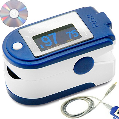 Fingertip Pulse Oximeter with Data Storage and Analysis Software by LotFancy - SpO2 Device for Blood Oxygen Saturation Level Meter with Lanyard