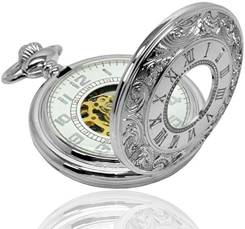 Roman Numerals Dial Bronze Antique Type Skeleton Mens Automatic Pocket Watch