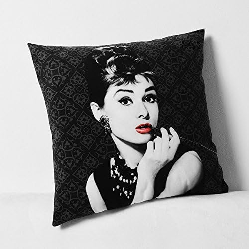 LFarncomboutlet New Black Audrey Hepburn Velvet Cushion Cover Sham Classic Elegant Velvet Pillow Case Square Decorative Sofa