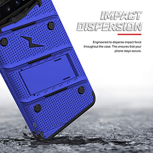 ZIZO Bolt Series Galaxy S10 Plus Case Military Grade Drop Tested with Built in Kickstand Holster Blue Black