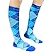 CompressionZ 30-40 mmHg Knee High Compression Socks Men & Women | Support Stockings for Travel, Nurses and Athletes (Argyle Blue, X-Large)