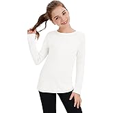 Soneven Girls' Thermal Shirt Fleece Lined Long Sleeve Shirt Crewneck Soft Thermal Undershirt Kids