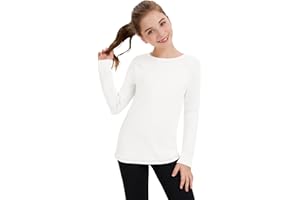 Soneven Girls' Thermal Shirt Fleece Lined Long Sleeve Shirt Crewneck Soft Thermal Undershirt Kids