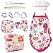 Cupcake Chef Set for Kids Cooking,Girls Baking Set with Heart Apron,Chef Hat,Oven Mitt for Toddler Pretend Play,Great Gift for Children Chef Role Playing Costumes,Ages 3+(Chef Set)
