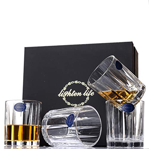 Lighten Life Whiskey Glass Set in Luxury Gift Box, Old Fashioned Lead-Free Crystal Glass for drinking Bourbon, Cognac, Irish Whiskey - Thumbnail 5