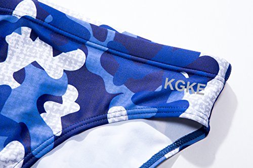 KGKE Mens Sexy Swim Briefs Camo Pattern Bikini Swimsuit For Men (Blue Camo, XXL) - Thumbnail 4