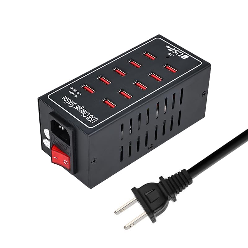 Photo 1 of 10-Port Charging Station, 10-in-1 Multi Port USB Charger for iphone13/14/15,60W Power Delivery Desktop Accessory with Intelligent Protection for Smartphone Tablet School Shopping Hotel Malls