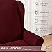 CHUN YI 2 Piece Stretch Jacquard Wing Chair Cover, Wing Back Wingback Armchair Chair Slipcovers with Arms Spandex Fabric Sofa Covers Furniture Protector(Wine-1)