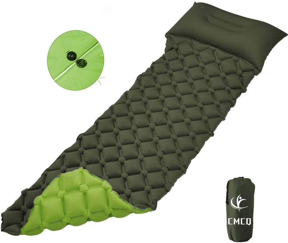 Inflatable Camping Mat With Pillow and Unique Buckle Design, Double-Sided Color Sleeping Mat,Portable & Waterproof Inflating Air Mat for Backpacking Hiking Tent & Camping