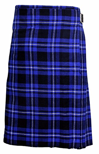 Men's Scottish Kilt - Blue Tartan, 5 Yard, 13oz Acrylic, Casual & Formal Highland Kilt (Size 48 Inch)