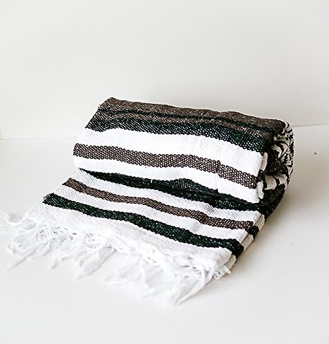 Authentic Mexican Falsa Blanket, La Montana "Cacao" / Yoga Blanket / Picnic Blanket / Tapestry in brown, black, and white