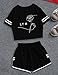 YJQ Women's Kpop BTS Crop Top and Shorts Set Bangtan Boys Tee Shirt and Shorts JIN SUGA Jimin V RM JHOPE (Black/BTS-LY, S)