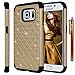 S6 Edge Case, Galaxy S6 Edge Case, Style4U Galaxy S6 Edge Studded Rhinestone Crystal Bling Hybrid Armor Case Cover for Samsung Galaxy S6 Edge with 1 Style4U Stylus [Gold/Black]