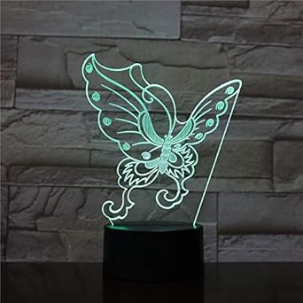 Papillon 3d Led Veilleuse Avec Capteur Bebe Endormi Changement De Couleur Atmosphere Decorative Lumiere De Nuit Lampe De Table Papillon Amazon Fr Luminaires Et Eclairage