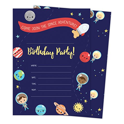 Space Star Galaxy Style 3 Happy Birthday Invitations Invite Cards (25 Count) with Envelopes & Seal Stickers Boys Girls Kids Party
