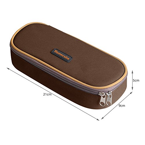 Pencil Case, Homecube Big Capacity Pen Bag Makeup Pouch Durable Students Stationery With Double Zipper, Coffee - Thumbnail 4