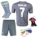 Barcelona Kids Jersey 2015/2016 Football Soccer #7 Gray Real Madrid kids jersey & Short & Socks & Key Chain Kids 3-14 Years (11-12 years )