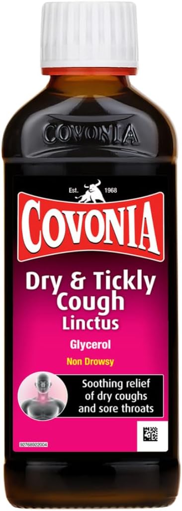 Covonia Dry & Tickly Cough Linctus 150ml Non Drowsy Sore Throat Relief