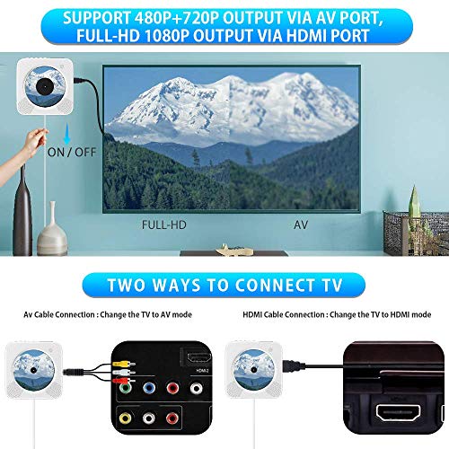 Portable CD/DVD Player with Bluetooth,Wall Mountable CD DVD Player HDMI