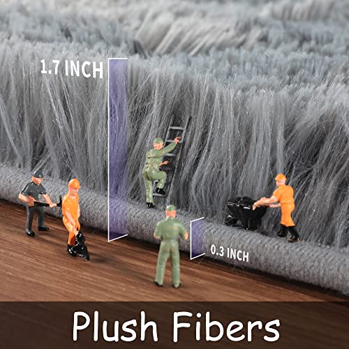 RUGVANE Grey Fluffy Area Rug 5x8 for Bedroom,Super Soft Rug for Living Room Decor,Fuzzy Rug for Baby Boy Girl Dorm Room,Shaggy Rug for Nursery Room,Plush Carpet for Playroom,Rectangle,Gray Furry Rug