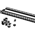 Iwillink Blank 24-Port Keystone Patch Panel, 1U 19'' Rackmount/Wallmount with Metal Housing, Includes 12 Blank Inserts for Custom AV/Data Setups