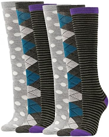 Women's Soft Knee High Socks,Casual, Argyle or Plush, Multi Color Value Pack of 3, 4, 5 and 6 Pack