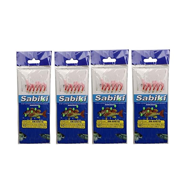 Easy-Catch–Assorted-10-Packs-FreshwaterSaltwater-Sea-Sabiki-Rigs-Glow-Sabiki-Bait-Rigs-Rigged-Fishing-LuresFeathers-Hooks-with-Ball-Bearing-Swivel-Interlock-Snap-Connector
