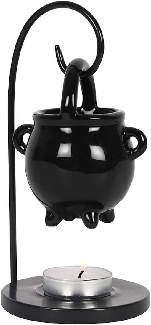 Oil Lamps & Accessories - something different Spirit of Equinox Hanging Cauldron Pagan Oil Burner Witches Witchcraft Home Decor Black Wax Warmer Aroma Diffuser Candle Tealight