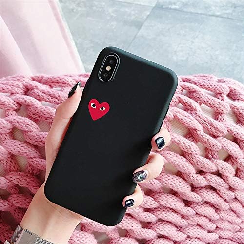 Japan CDG Play Comme des Garcons IMD Protect Cover case for iPhone Plus 7 7plus 8 8plus X XR XS Max Phone Cases (Black, iPhone 7/8)