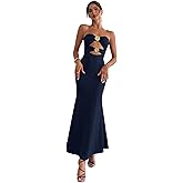 SKAYS Women's Summer Dress Strapless Tube Top Cut Out Bodycon Maxi Dress Backless Going Out Casual Elegant Party Dresses